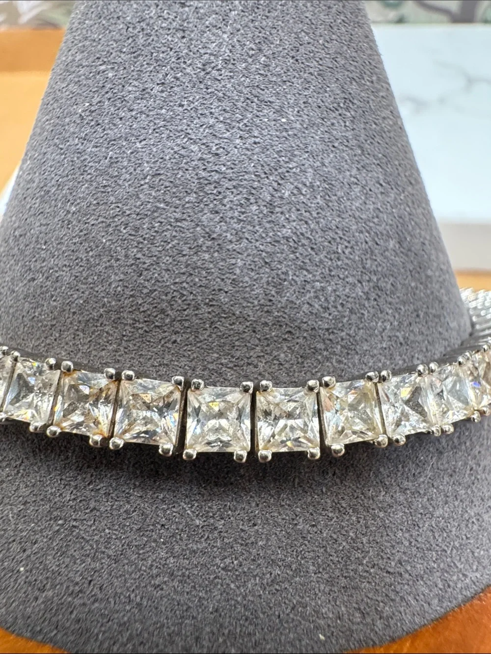 Sterling Silver Crystal Tennis Bracelet - Clear White Stones